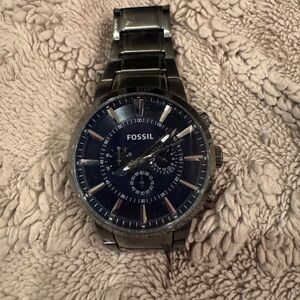 Fossil Stainless Steal Navy Dial with Silver Bracelet Watch
